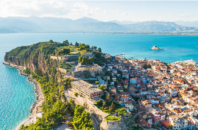 the view of the city of Nafplio from above