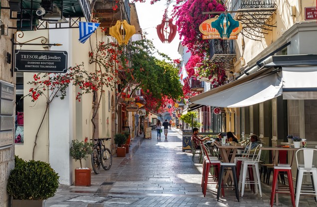 paved alley in the center of Nafplio