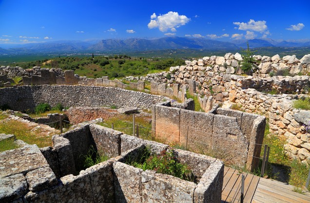 view of ancient ruins in Mycenae