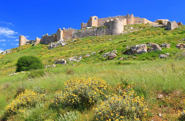 Nafplion Argos Cultural Tour: view of the castle on the green hill above the city of Argos