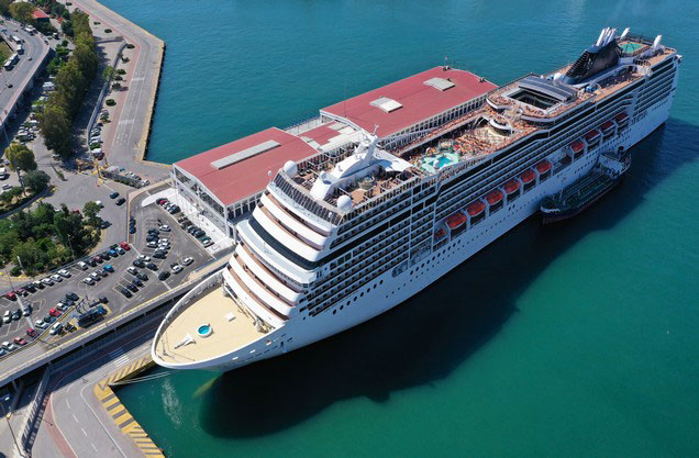 Athens or Piraeus Port to Mycenae, Nafplion and Anc.Theatre of Epidavrus and return: cruise ship in the port of Nafplio